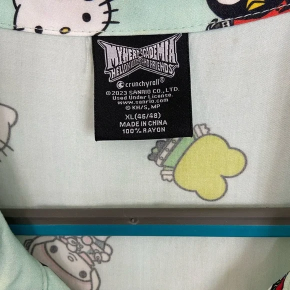 My Hero Academia Hello Kitty Button Up Shirt Short Sleeve XL - Picture 3 of 8